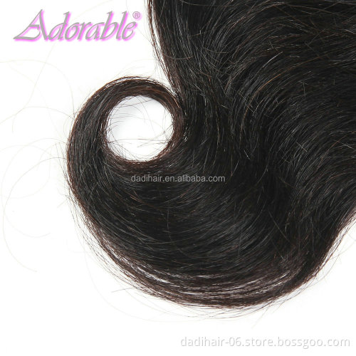 Factory Price Hot Sale peruvian body wave human hair weaving with 4*4 lace closure